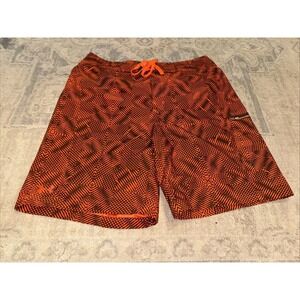 Under Armour UA Orange Geometric Mens Board shorts Swimsuit Surf Beach Size 38